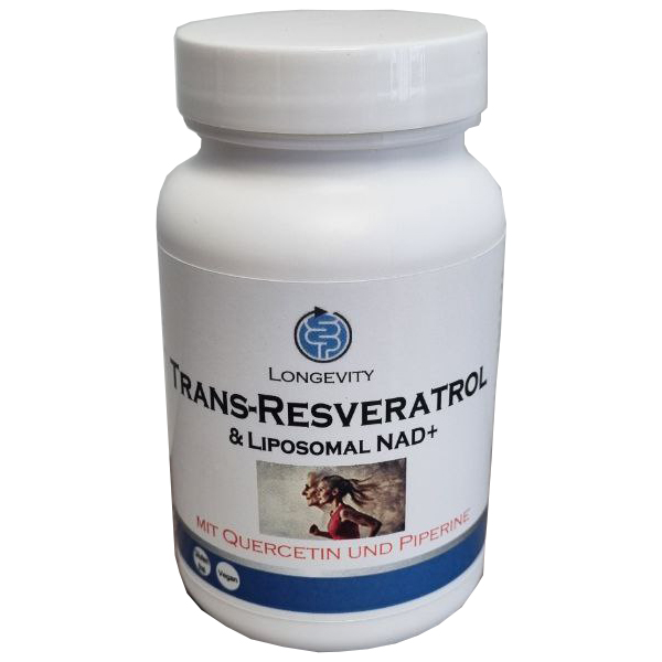 Trans-Resveratrol & Liposomal NAD+ mit Quercetin und Piperin. Ausreichend für ca. 4 Monate Trans-Resveratrol & Liposomal NAD+ mit Quercetin und Piperin. Ausreichend für ca. 4 Monate
